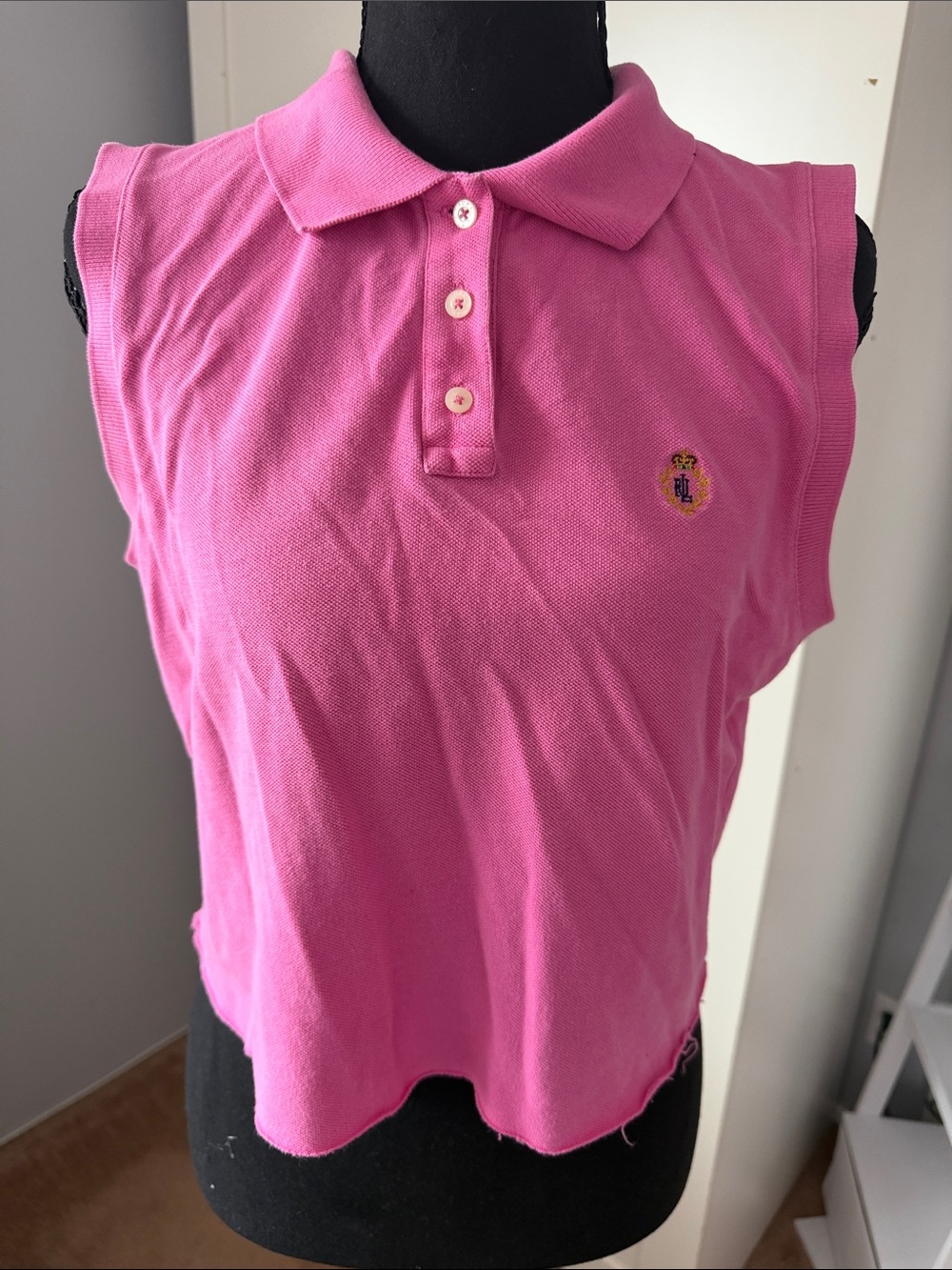 Lauren Ralph Lauren Hot Pink Sleeveless Polo with Embroidered Crest